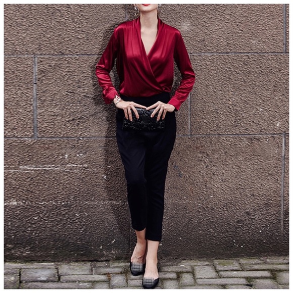 Silky Draping Blouse Top - Picture 4 of 8